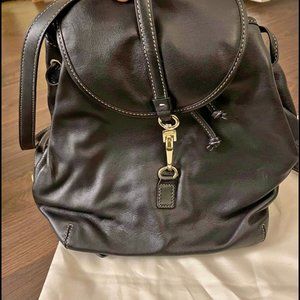Coach Mini Backpack | Black Leather Drawstring | Clasp hardware